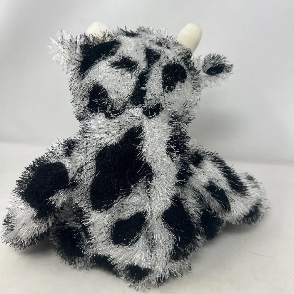 Kellytoy Cow Black White Spots Eyelash Fur Plush Stuffed Animal‎ 12